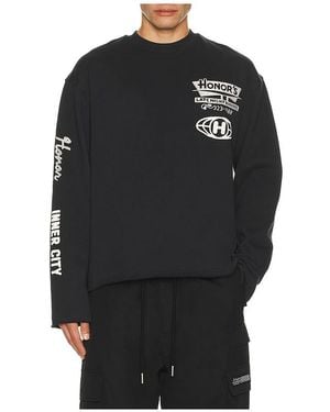 Honor The Gift Mixed Logo Crew Neck Long Sleeve Tee - Black