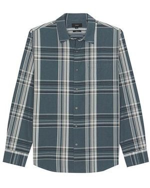 Vince Lorimer Plaid French Placket Shirt - Blue