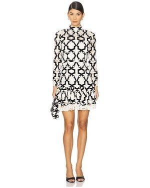 MILLY Kleid Mit Stehkragen Aus Samt Und Flockspitze Willa - Schwarz