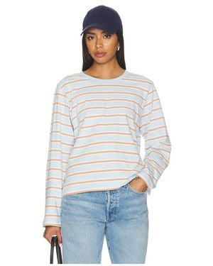 La Ligne Stripe Long Sleeve Boyfriend Tee - White