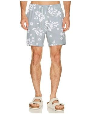 Vintage Summer Seersucker Strech Volley Swim Trunks - Blue