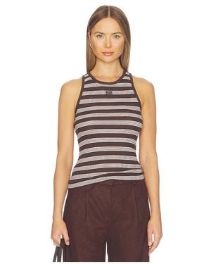 Ganni Soft Cotton Rib Tank Top - Brown
