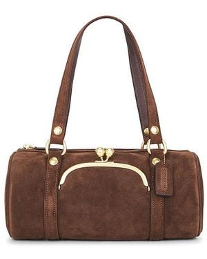 COACH Originals Suede Kisslock Barrel Bag - Brown