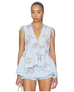AKNVAS Lamia Poplin Top En. Taille Also En 4, 6, 8, 12 - Bleu