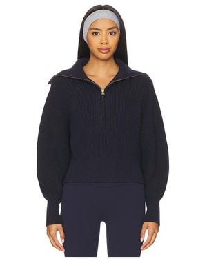 Varley Maura Half Zip Rib Knit - Blue
