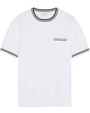 Club Monaco Open Stitch Tipped Knitted Shirt - White