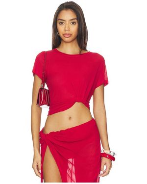 Courtney Zheng Camiseta De Algodón Supima Con Pliegues En Color Rojo Talla (También En M, S)