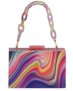 OLGA BERG Dorothy Swirl Print Box Clutch - Pink