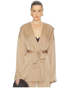 Atlein Hooded Wrap Jacket - Natural