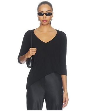 Michael Lauren Dylan 3/4 Sleeve Draped V-Neck - Black