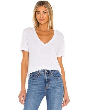 Monrow Oversized V Neck Tee - White