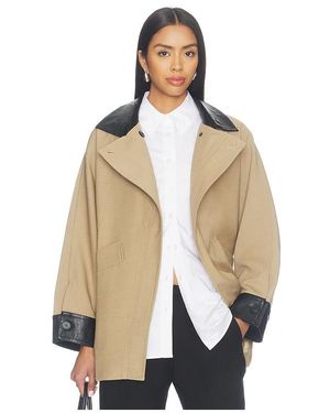 Cubic London Cropped Contrast-Trim Oversized Trench Jacket - Natural