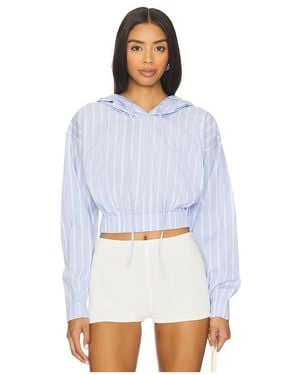 YUHAN WANG Stripe Hoodie Top En Color Azul Talla (También En M, S) - Blanco