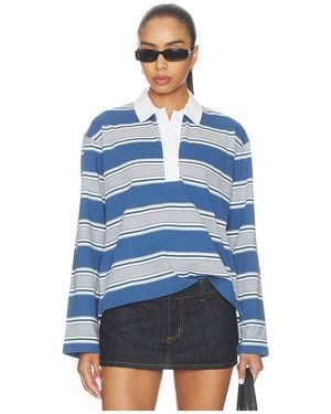 Rag & Bone Gestreiftes Polo-Langarmshirt Kelly - Blau
