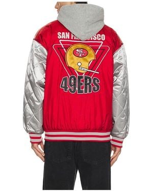 Mitchell & Ness Nfl 49Ers Diamond Fusion Vintage Logo Button Front Jacket - Red