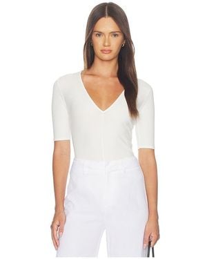 Fleur du Mal Organic Cotton Deep Plunge Bodysuit - White