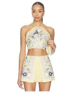 Self-Portrait Floral Linen Top - White