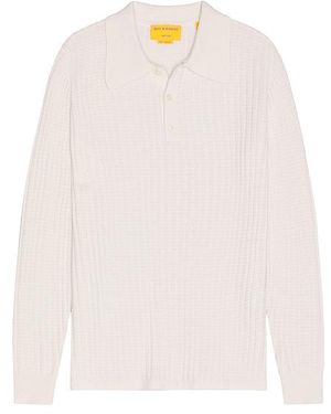 Guest In Residence Theo Waffle Long Sleeve Polo - White