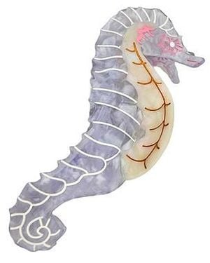 Solar Eclipse Hand-Painted Seahorse Claw Hair Clip - White
