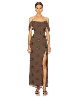 LPA Embroidered Chiffon Maxi Dress - Natural