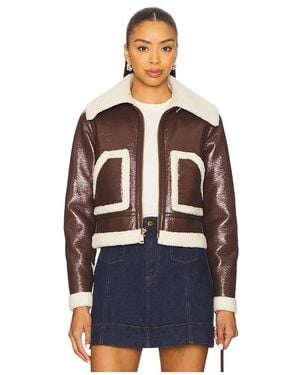 Alice + Olivia Isaiah Faux Shearling Aviator Jacket - Blue