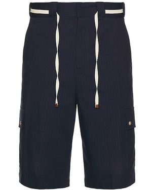 Drole de Monsieur Workwear Chevron Shorts - Blue