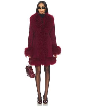 Susanna Chow Dorothy Suede Midi Coat - Red