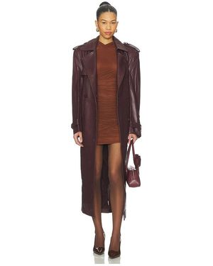 AEXAE Gabardina De Ante Y Cuero En Color Burgundy Talla (También En Xs, S, M) - Rojo