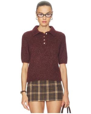 W. Cashmere Luna Polo Short Sleeve Pullover - Red
