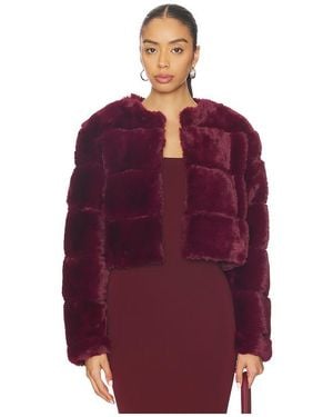 Blank NYC Cropped Faux Fur Coat - Red