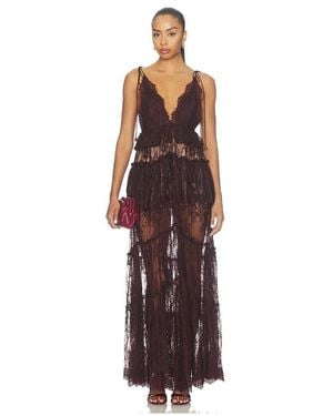 Rococo Sand Lace Frill Maxi Dress - Brown