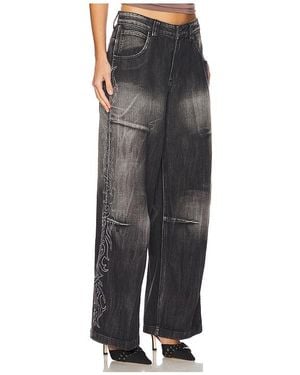 【JADED LONDON】Colossus studded wide-leg denim jeans Nailed Studded Colossus Jeans in Vintage Blue Wash | Jaded