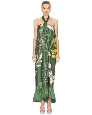 VERANDAH Halter Maxi Dress - Green