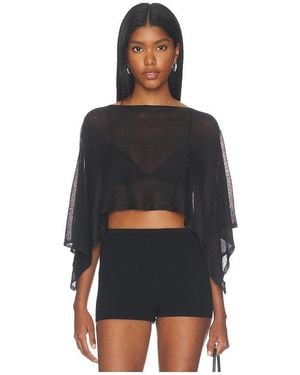 MORE TO COME Orson Knit Poncho - Black
