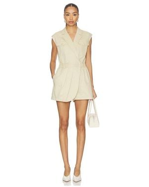 Central Park West Goldie Trench Detail Romper - Natural