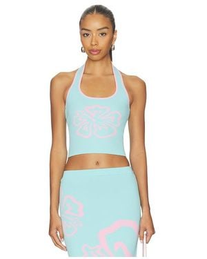 Kulani Kinis Strickoberteil Nackenträger Knit Halter Top - Blau