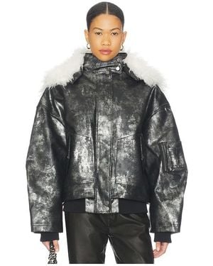 Jaded London Xl Faux Fur Collar Bomber Jacket - Black