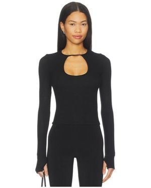 Michael Lauren Orson Crop Longsleeve Top - Black