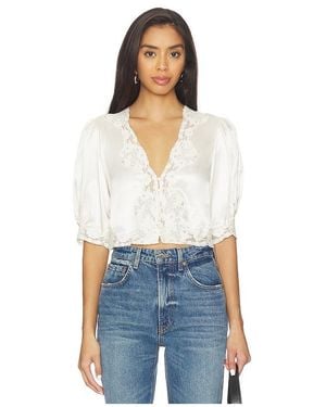 RIXO London Yasmin Top En Color Ivory Talla (También En S, M, Xxxl) - Azul