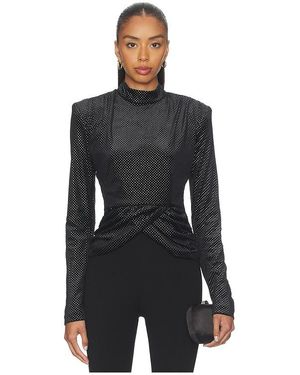ROTATE BIRGER CHRISTENSEN Velvet Draped Top - Black