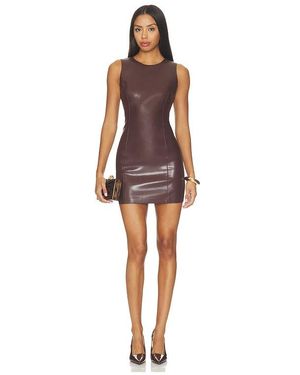 Alice + Olivia Lena Faux Leather Mini Dress - Brown