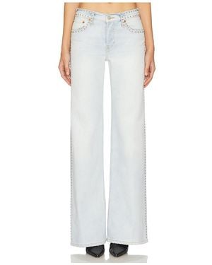 RE/DONE Jean Pierna Ancha Mid Rise En Color Azul Talla (También En 26, 28, 29, 30, 31) - Blanco