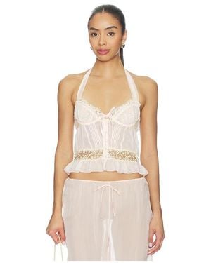 For Love & Lemons Gilded Lace Bustier - Natural
