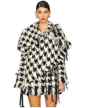 YUHAN WANG Houndstooth Knotted Jacket - Black