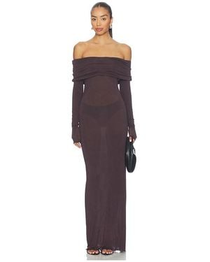 Skims Sheer Modal Off Shoulder Long Dress - Purple