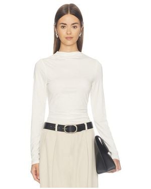 Pistola Nathalia Long Sleeve Draped Mock Neck Top - Natural