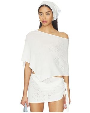 Frankie's Bikinis Scout Knit Poncho - White