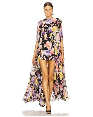 La Fuori Coralia Gathered Cape Dress - White
