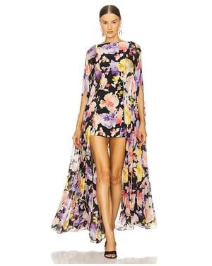 La Fuori Coralia Gathered Cape Dress - White