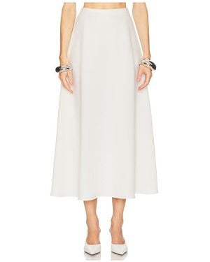 Helsa The Heavy Crepe Midi Skirt - White